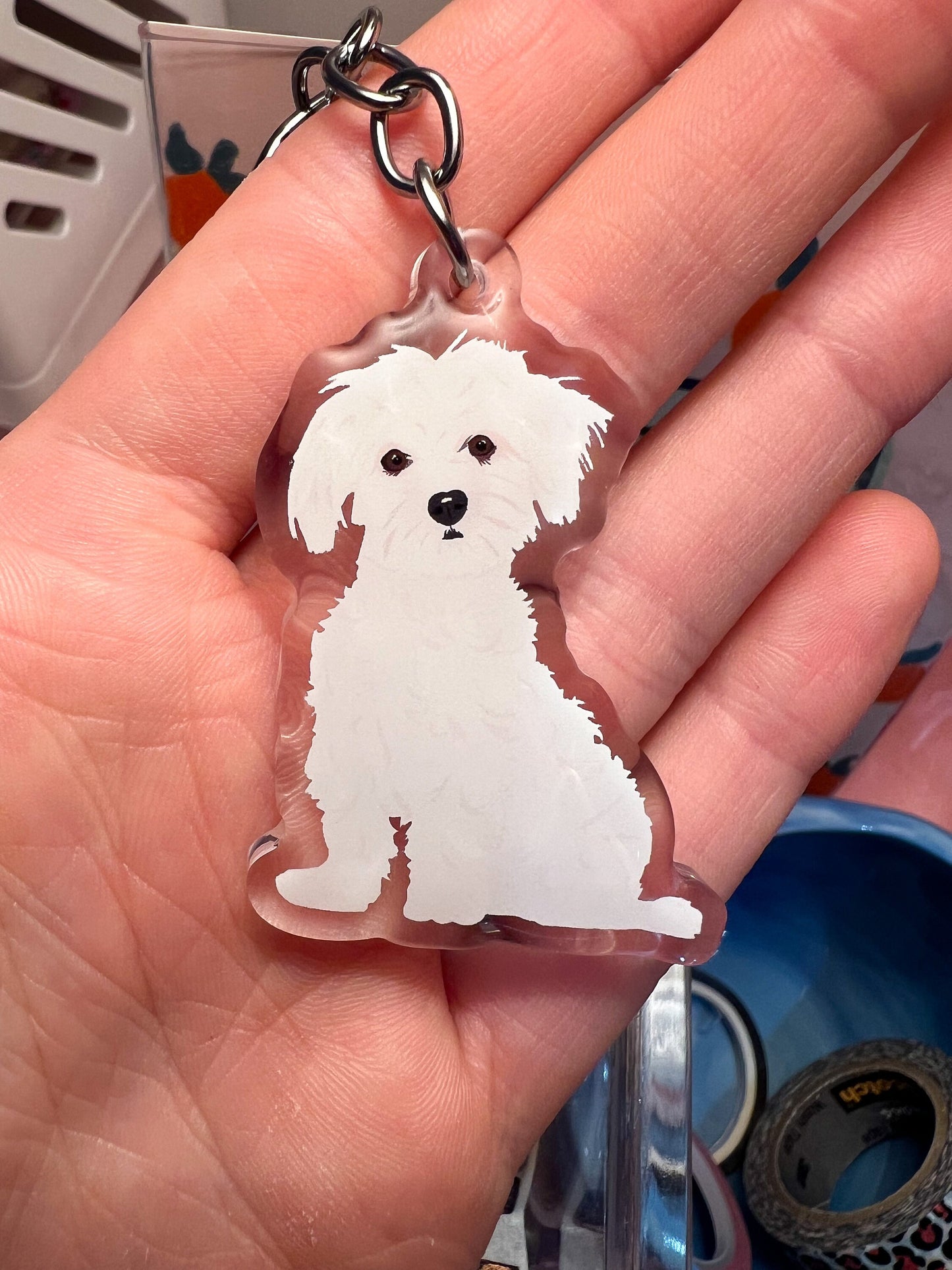 Maltese, Coton de Tulear Keychain