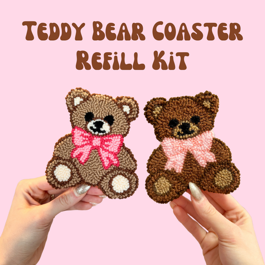 Teddy Bear Coaster Punch Needle Refill Kit