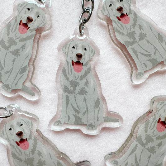 Labrador Retriever (silver), Blue Lacy Keychain
