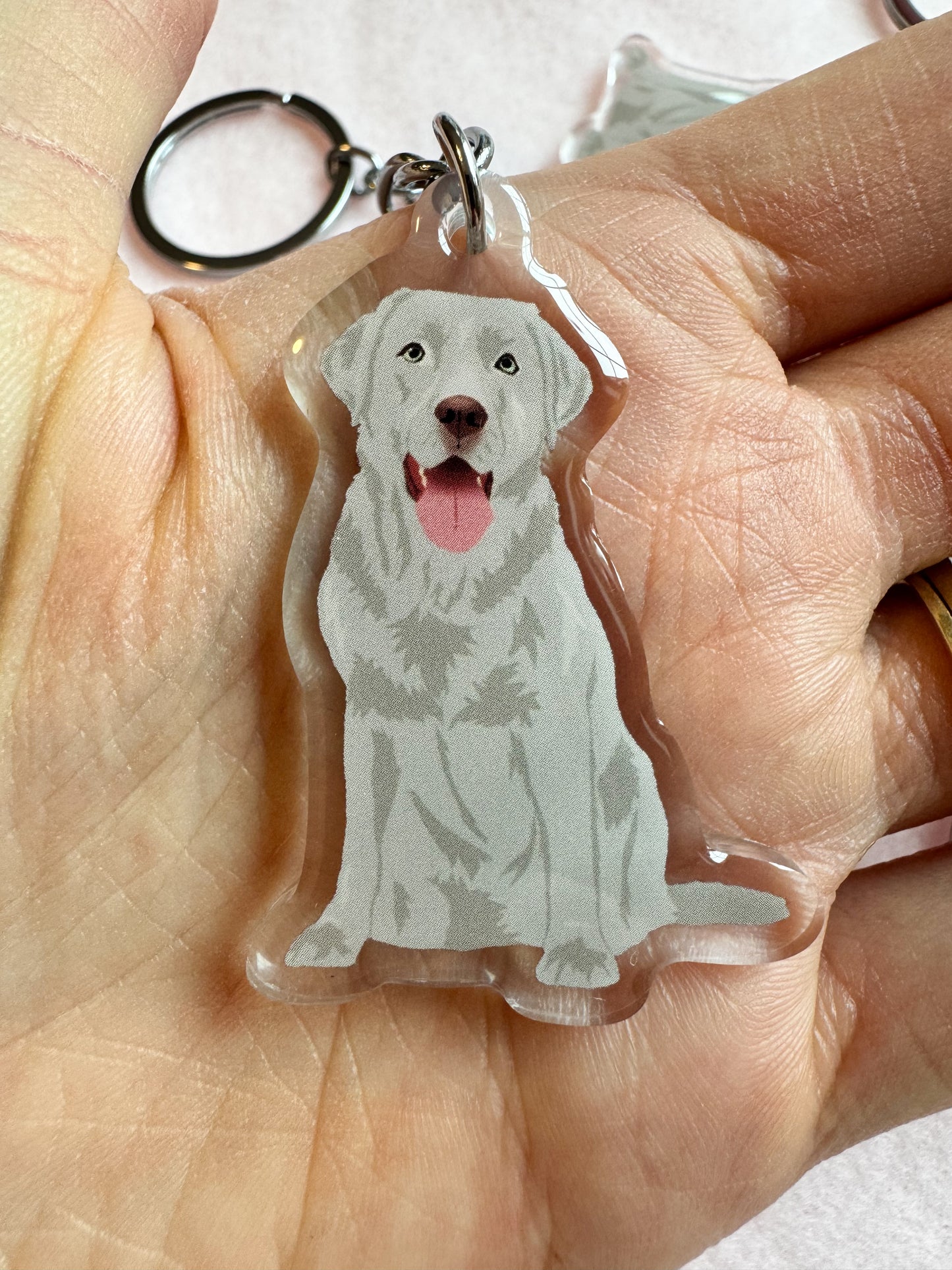 Labrador Retriever (silver), Blue Lacy Keychain