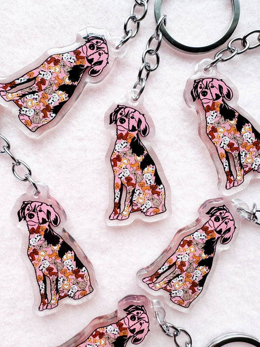 Mutt, Mixed Breed (pink) Keychain