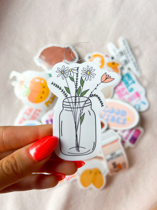 Mason Jar Flowers Sticker