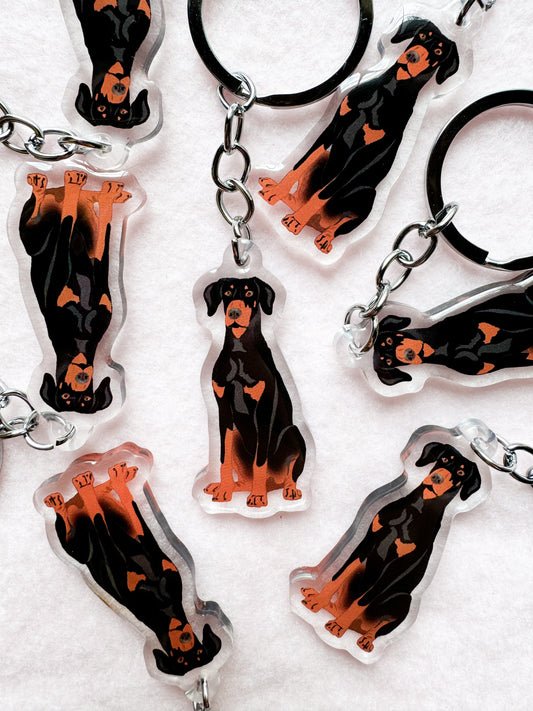 Dobermann (black & rust/natural ears) Keychain