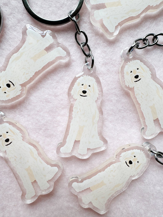 Goldendoodle (white/cream), Labradoodle (white/cream) Keychain