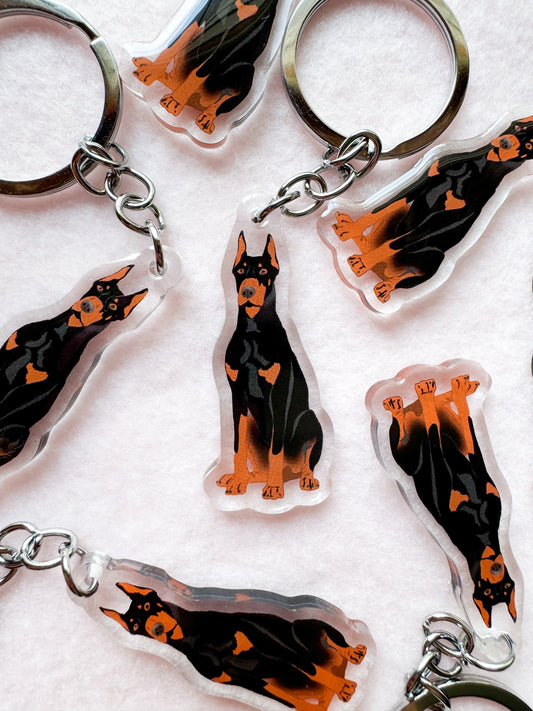 Dobermann (black & rust/cropped ears) Keychain