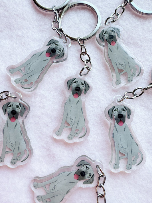 Great Dane (gray) Keychain