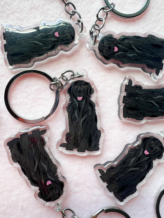 Golden Retriever (Black), Flat Coated Retriever Keychain