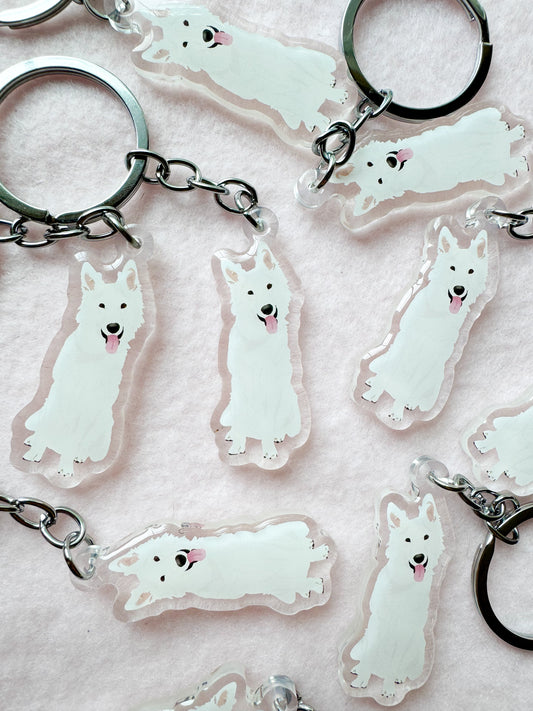 German Shepherd (white), Swiss Shepherd, Husky (white) Keychain