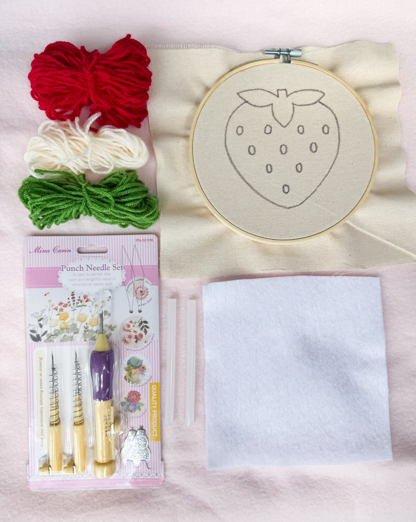 Strawberry Coaster Punch Needle Kit