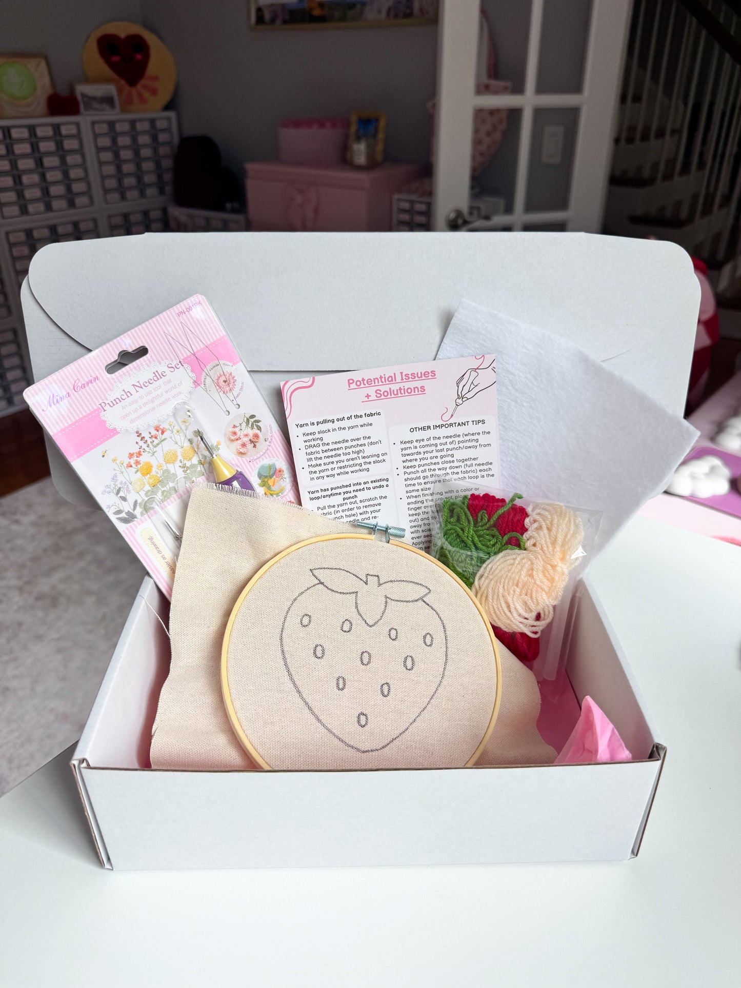 Strawberry Coaster Punch Needle Kit