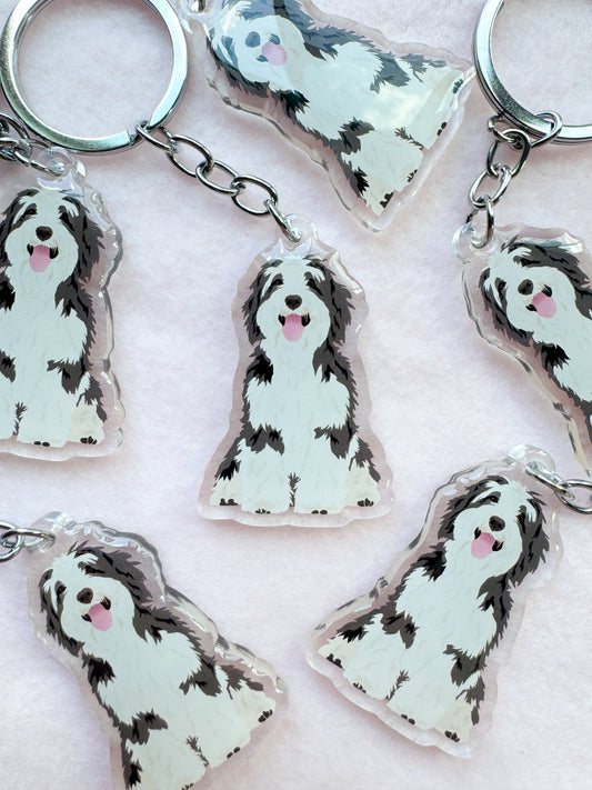 Old English Sheepdog, Tibetan Terrier Keychain