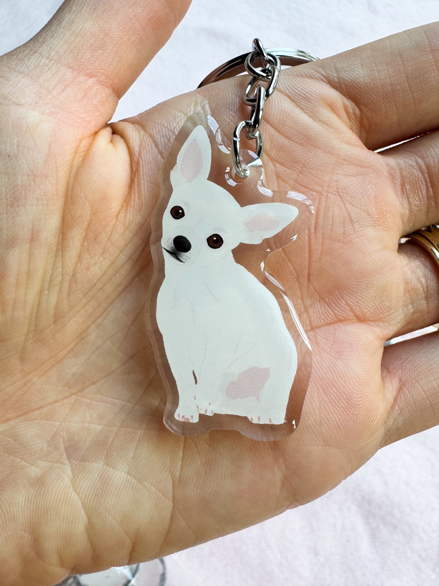 Chihuahua (white) Keychain