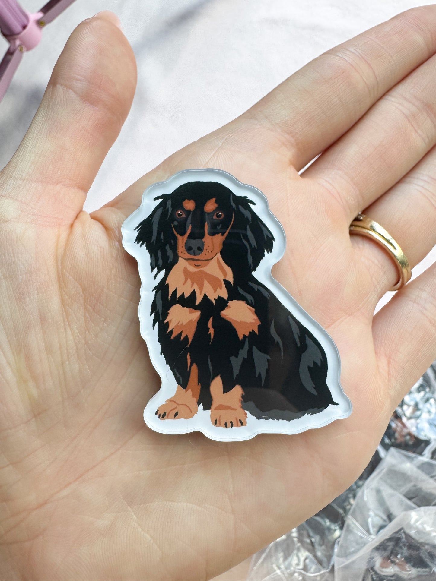 Dachshund (long haired black and brown) Magnet