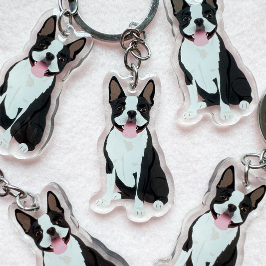 Boston Terrier (black & white) Keychain