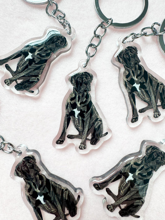 Cane Corso (brindle, natural ears), Italian Mastiff Keychain