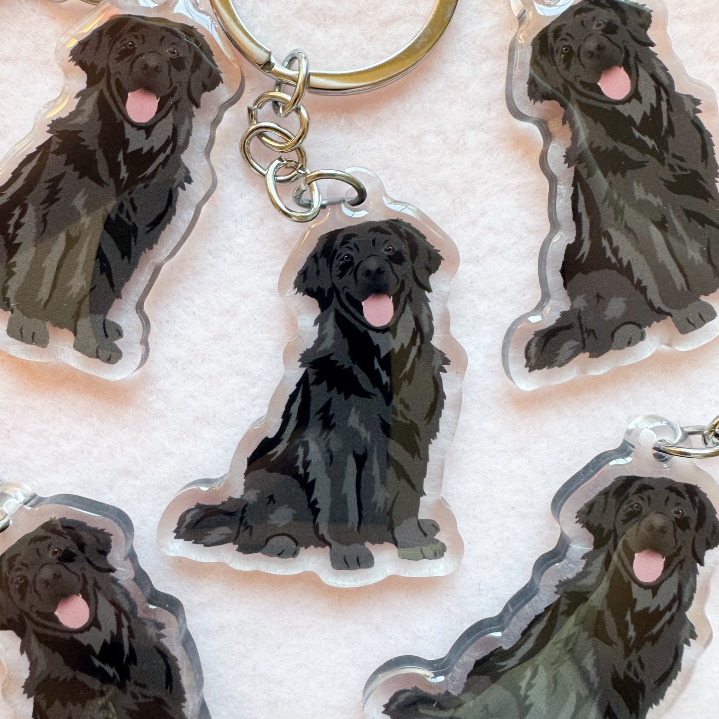 Golden Retriever (Black), Flat Coated Retriever Keychain