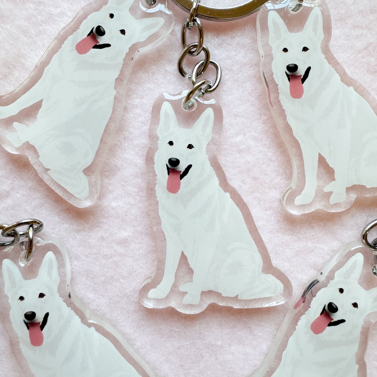 German Shepherd (white), Swiss Shepherd, Husky (white) Keychain