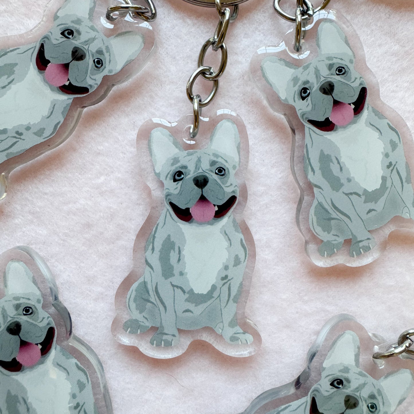 Frenchie (blue merle) Keychain