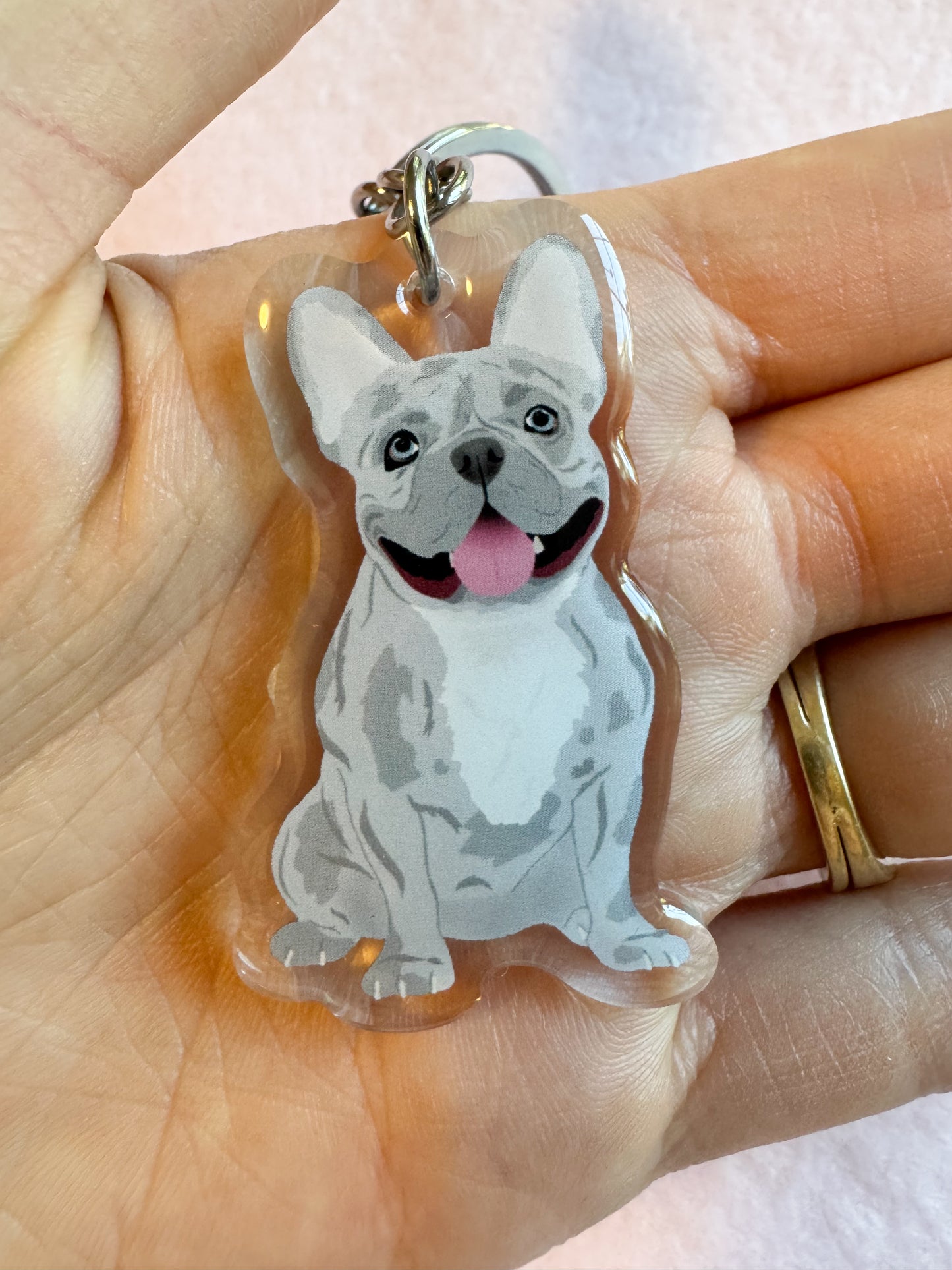 Frenchie (blue merle) Keychain