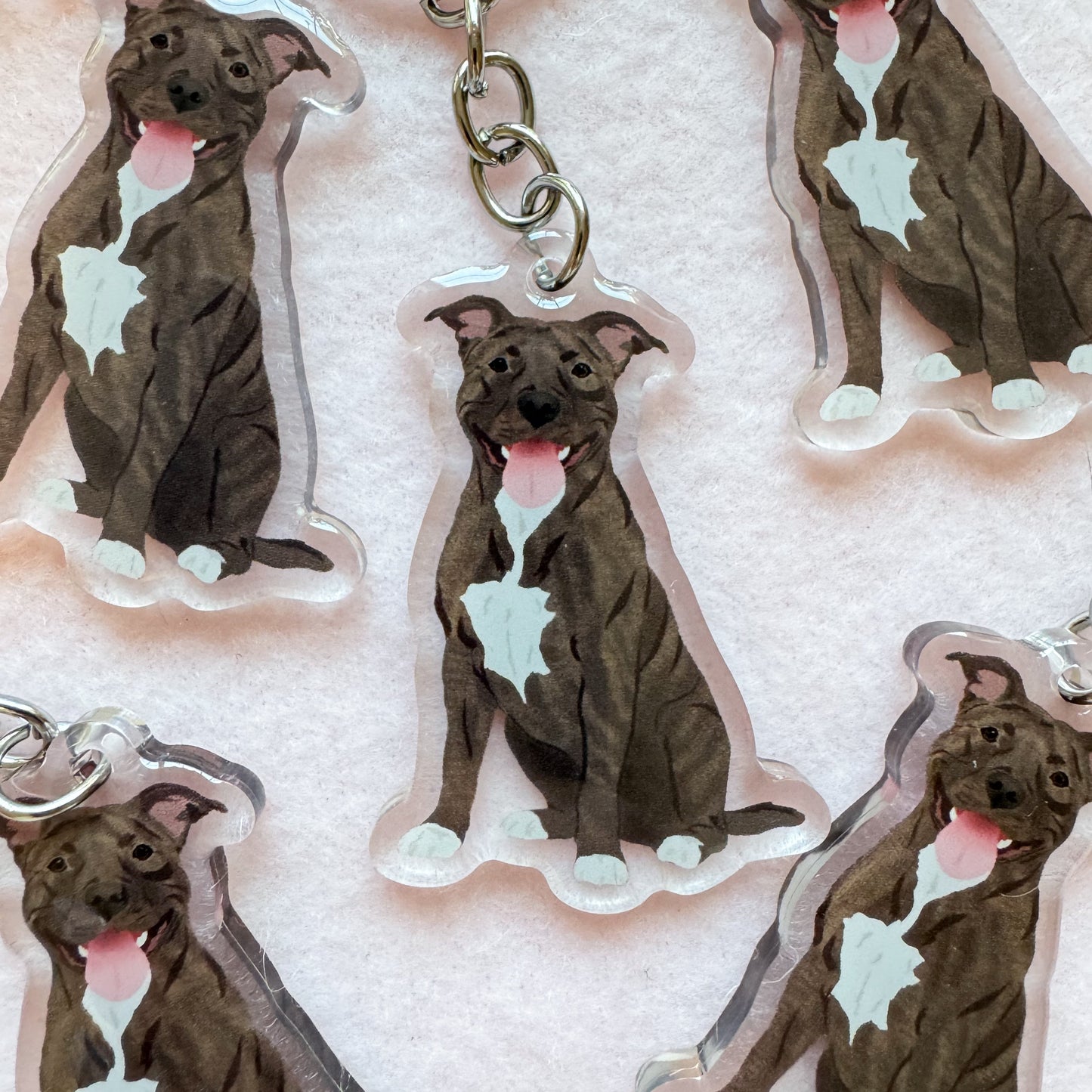 Pit Bull, Staffy (brindle) Keychain