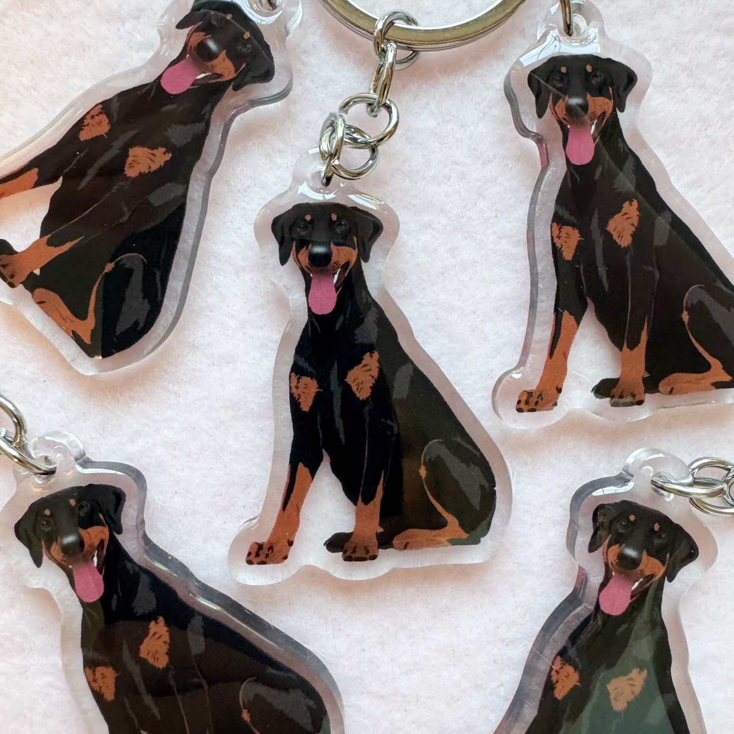 Dobermann (black & rust/natural ears) Keychain