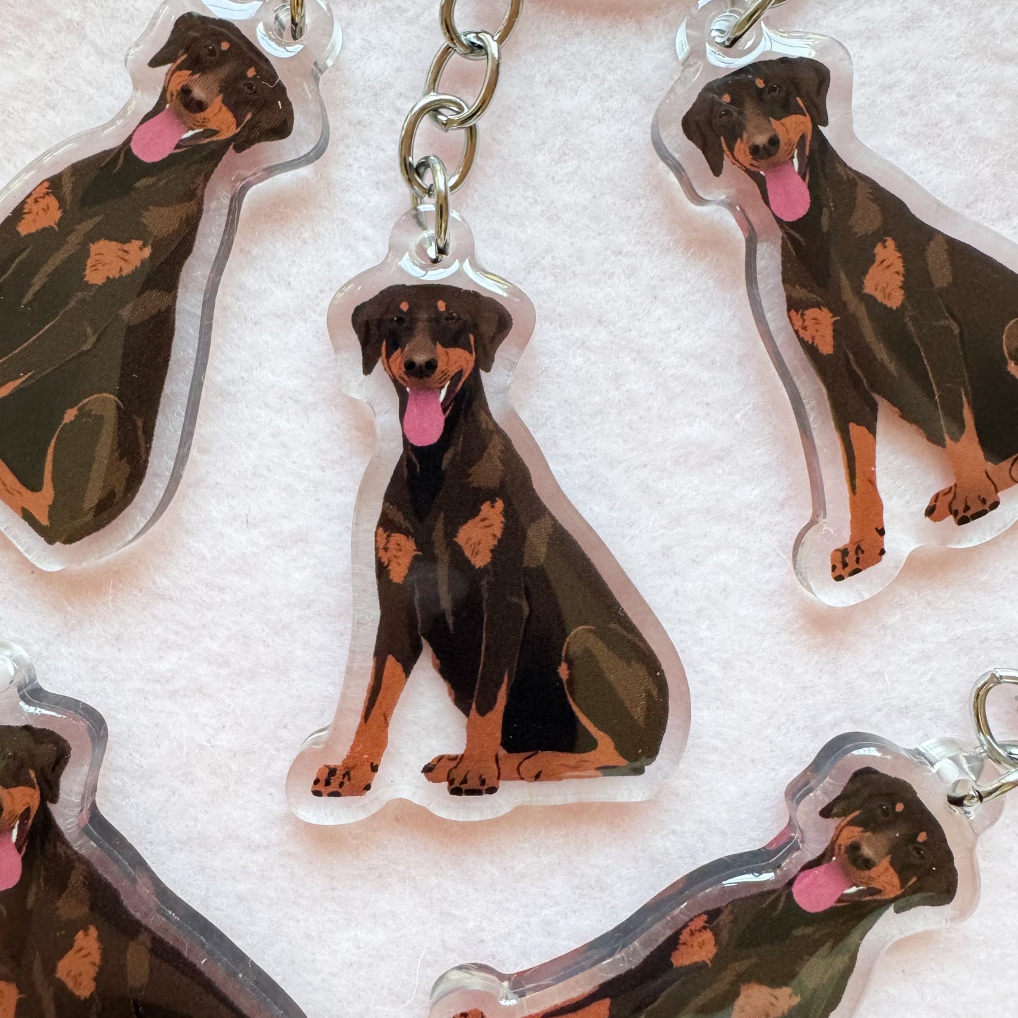 Dobermann (red & rust/natural ears) Keychain