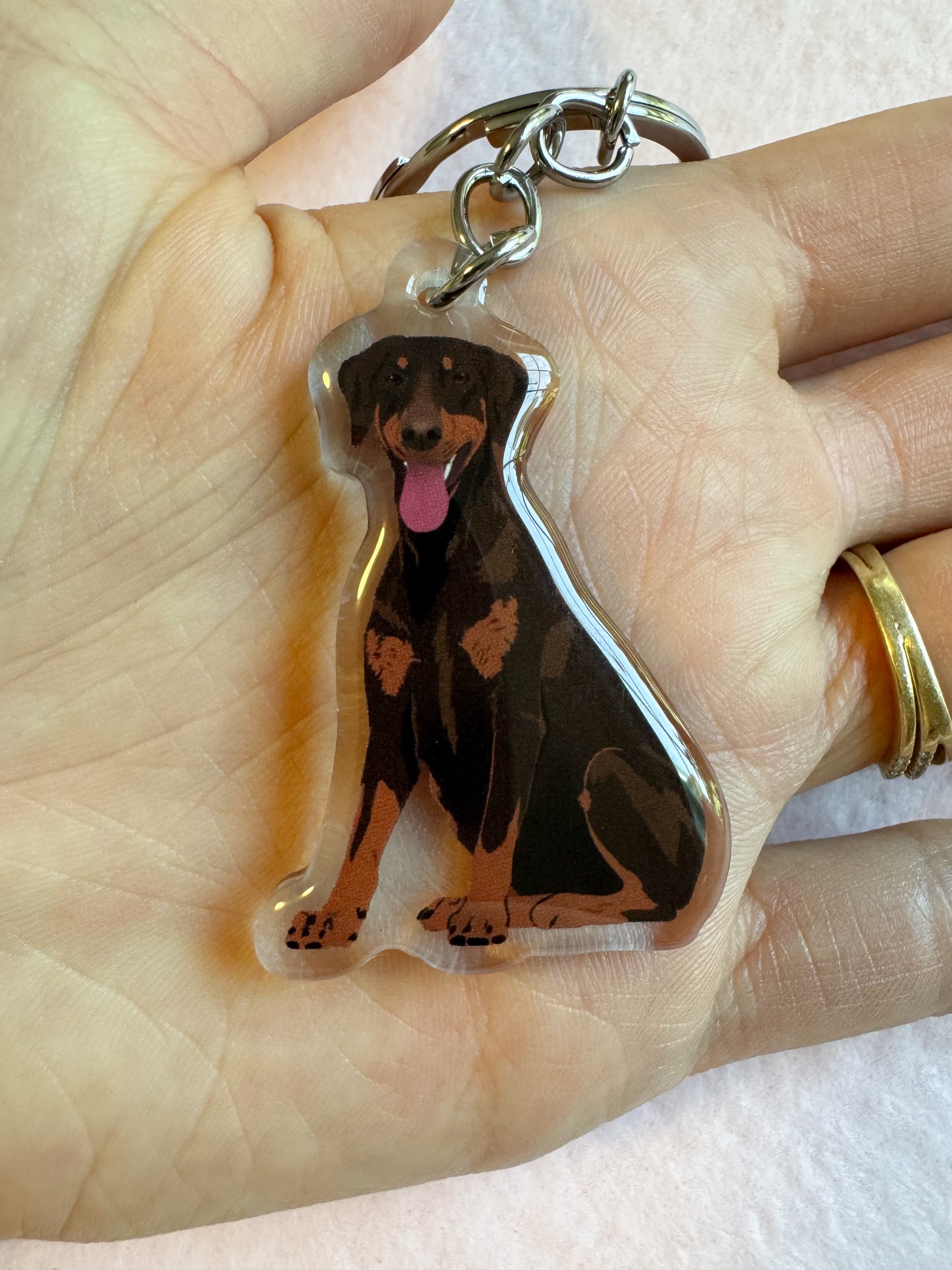 Dobermann (red & rust/natural ears) Keychain
