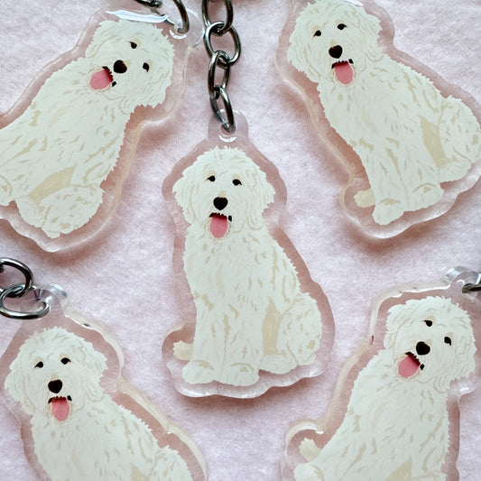 Goldendoodle, Labradoodle (white/cream) Keychain