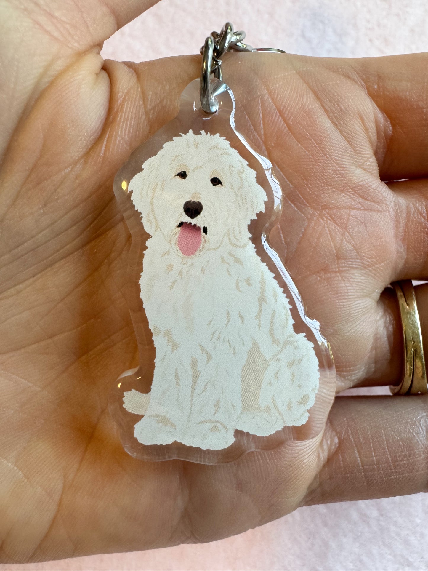 Goldendoodle, Labradoodle (white/cream) Keychain