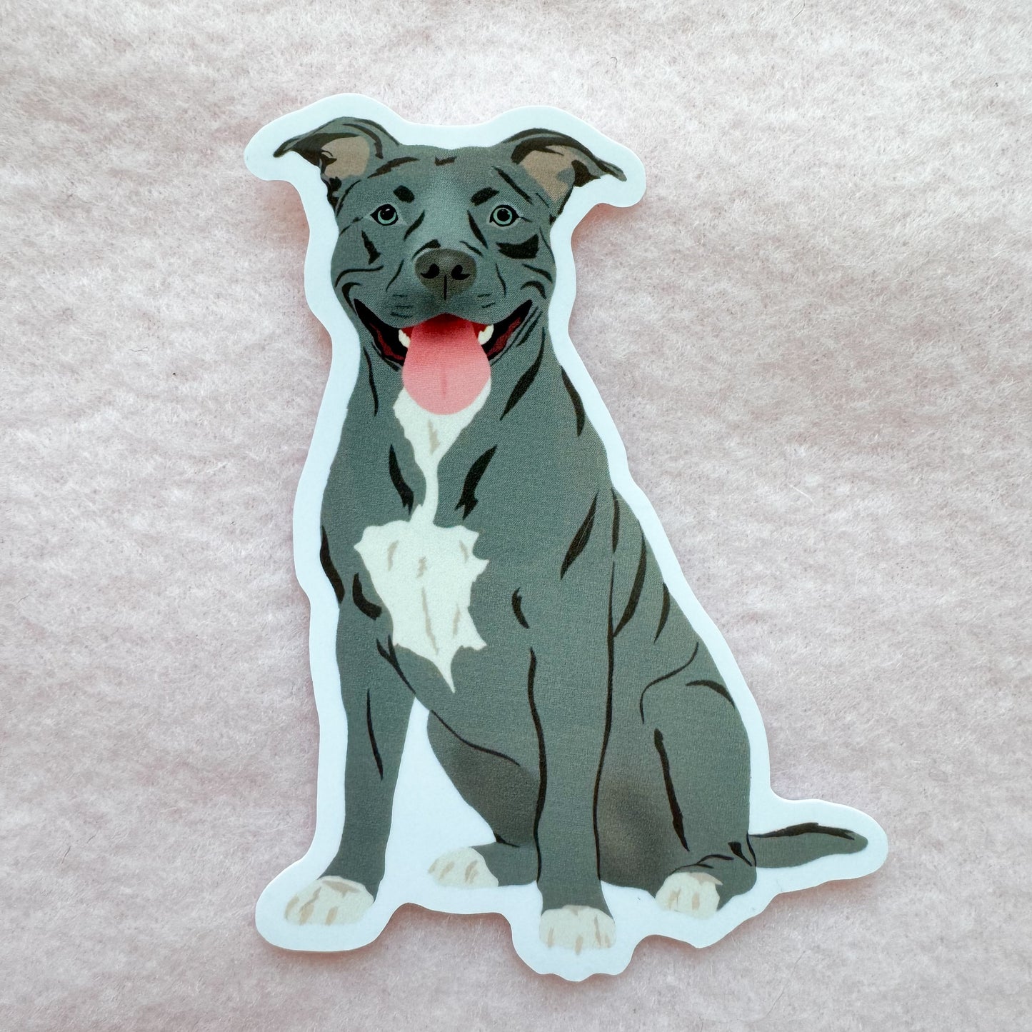 Pit Bull, Staffy (gray) Sticker