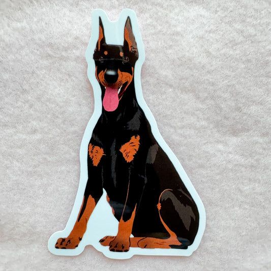 Dobermann (black & rust/cropped ears) Sticker
