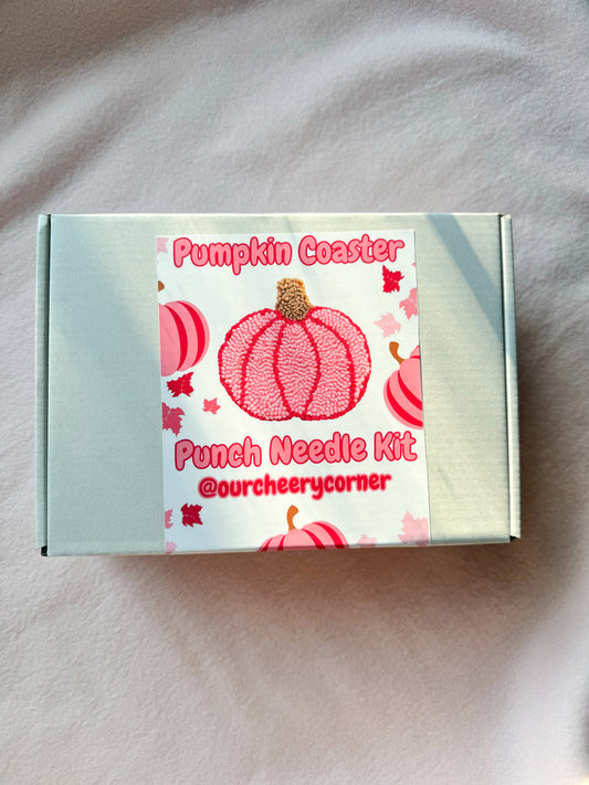 Pink Pumpkin Coaster Punch Needle Kit