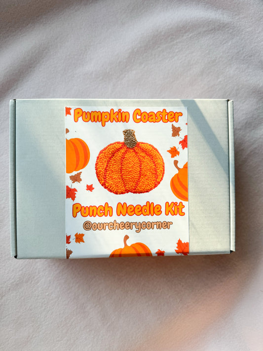 Orange Pumpkin Coaster Punch Needle Kit