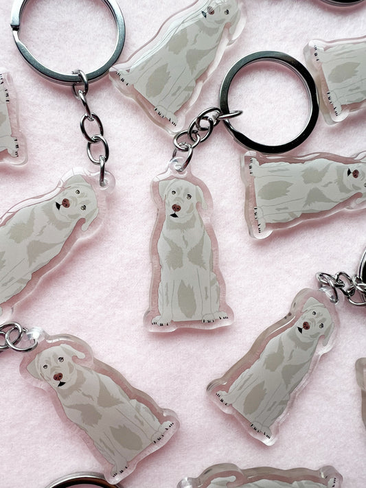 Labrador Retriever (silver), Blue Lacy Keychain