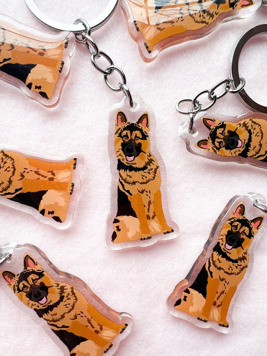 German Shepherd (black & tan) Keychain