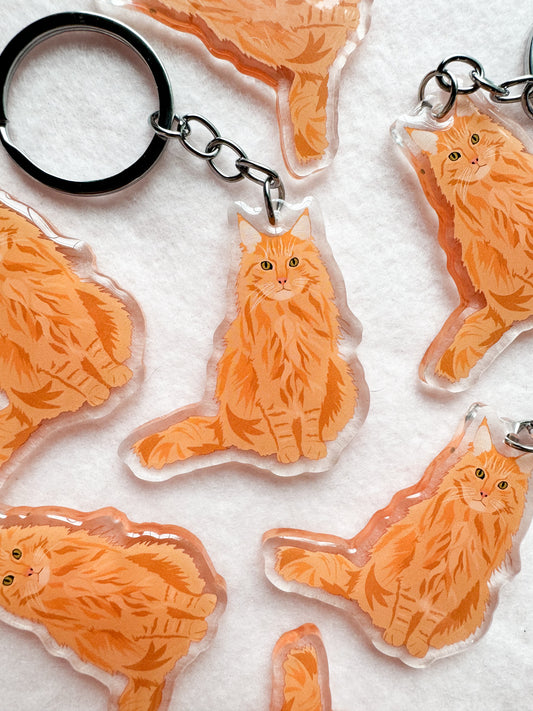 Orange (long-haired) Cat Keychain