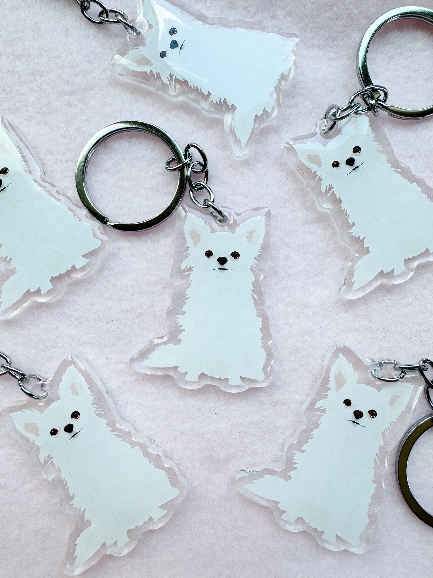 Chihuahua (long haired white) Keychain