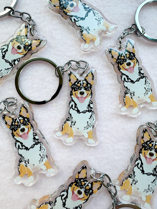 Cowboy Corgi Keychain