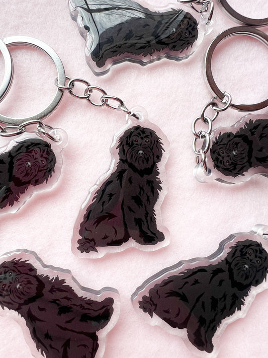 Goldendoodle (Black), Labradoodle (Black) Keychain