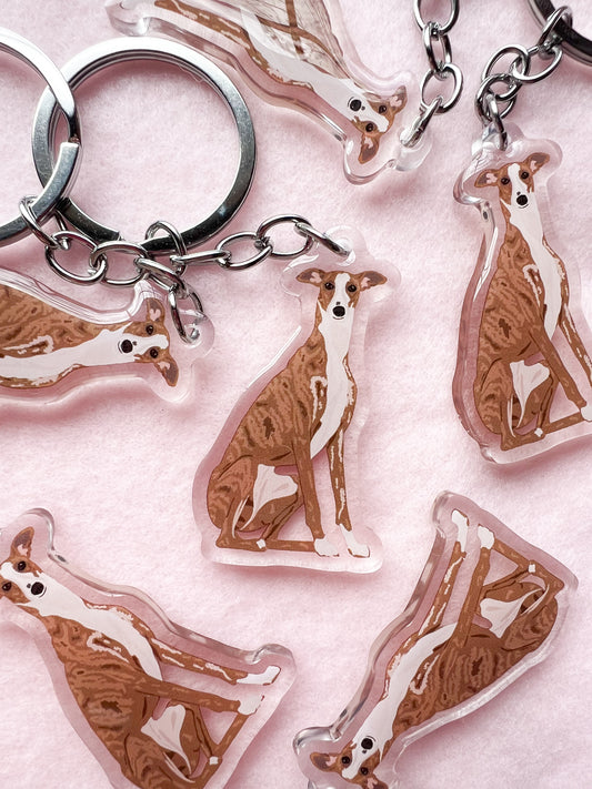 Greyhound (Brindle) Keychain