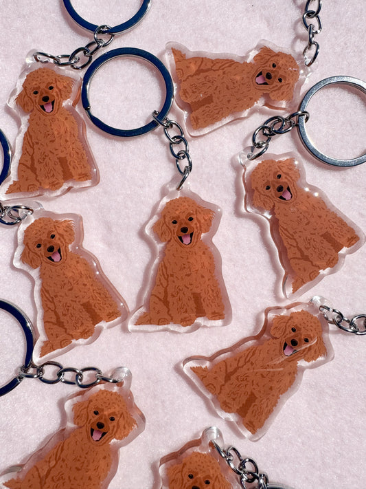 Mini Poodle, Toy Poodle (red) Keychain