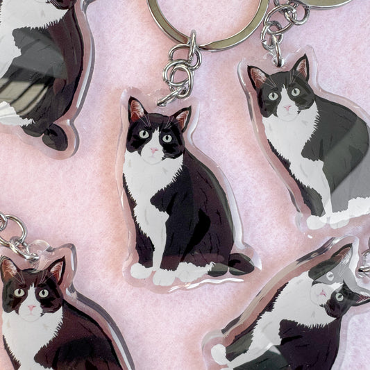 Tuxedo Cat Keychain
