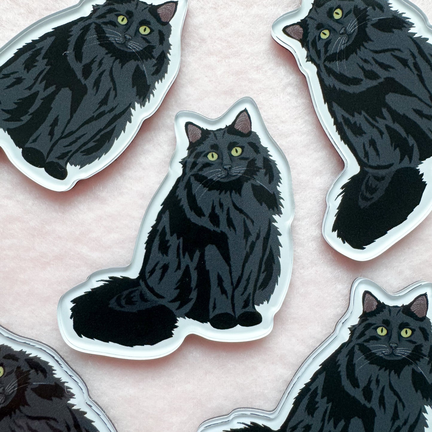 Black Cat (long haired) Magnet