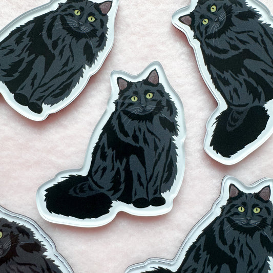 Black Cat (long haired) Magnet