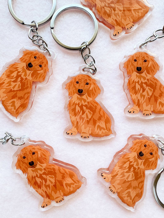 Dachshund (long-haired red/brown) Keychain